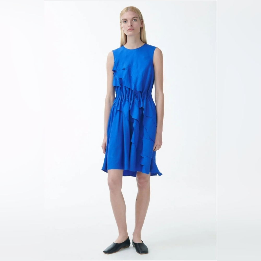 NWT COS LINEN RUFFLE DRESS - Picture 10 of 11